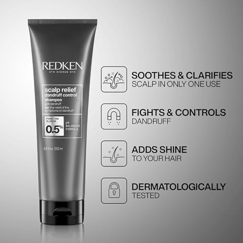 Image of Redken Scalp Relief Anti-Dandruff Shampoo, 250 ml | Dermatologically tested pH-balancing Shampoo with Pyrithione Zinc. Soothes itchy scalp and helps control dandruff.