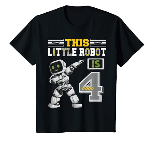 Niños 4 Year Old dabbing Robot 4th Birthday Science Robotics Camiseta
