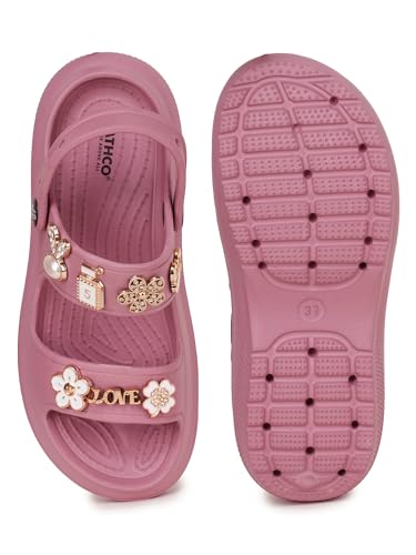 Image of ATHCO Soho Clogs Sandal for Women's|Girls|Dual-Color Soft EVA Cushioned With Massage Footbed|Easy Wear with Adjustable Back Strap|Lightweight Platform Heels|Flexible|Breathable|Extra Soft Comfortable Anti-Skid Casual Mule|All-Season|Summer|Monsoon|Rain|Winter|Waterproof|Casual Slip-On Sandal with Cute Charms & Chunky Design|Indoor & Outdoor Wear|Trendy|Fashionable|Stylish|Shoes