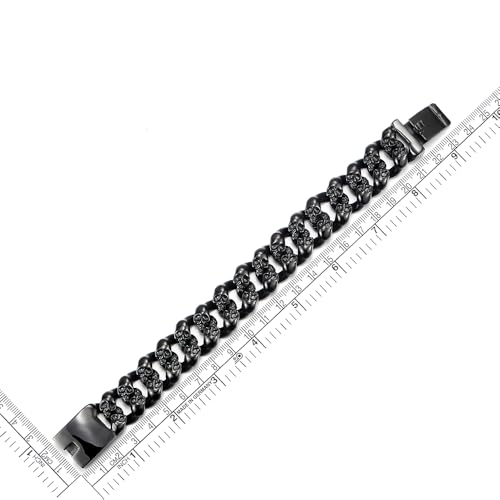 COOLSTEELANDBEYOND Mens Steel Vintage Twisted Braided Link Chain Bracelet with Skulls, Spring Clasp, Gothic Biker - Image 6