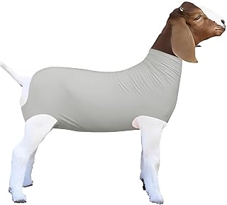 Spandex Goat Tube for Show Goats - Show Livestock Supplies: Goat Covers & Blankets (Light Grey, Medium)