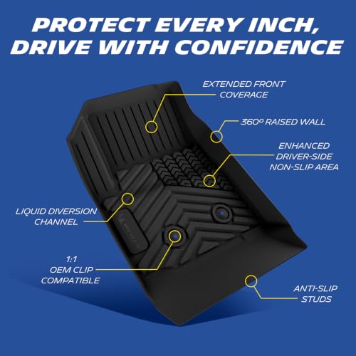 Image of Michelin Vehicle Mat for 2015-2022 Chevy Colorado /GMC Canyon Crew Cab | Carpet Floor, All-Weather TPE Custom Fit Liner, Premier A