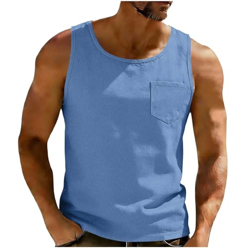 Camiseta sin mangas para hombre de verano con cuello redondo y estampado de mezclilla talla S-4XL