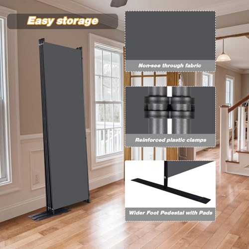 CHOSENM Wall Divider, 4 Panel Room dividers and Folding Privacy Screens with Wider Support Feet, 6 Ft Portable Privacy Screen for Room Separator, 88" W X 71" H, Grey - Thumbnail 4