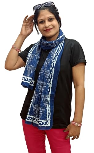Rastogi Handicrafts Cotton Scarfs For Women’s Apparel Fabric Hand Block Printed 70 x 20 Inch Mini Stoll For Girls