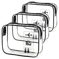 1 Liter Beutel Flugzeug Handgepäck, Kulturbeutel Transparent, Kosmetiktasche Durchsichtig, PVC Flüssigkeiten Beutel Handgepäck Reisezubehör für Männer, Frauen (3 Stück)