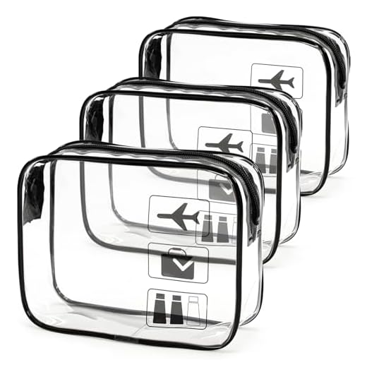 1 Liter Beutel Flugzeug Handgepäck, Kulturbeutel Transparent, Kosmetiktasche Durchsichtig, PVC Flüssigkeiten Beutel Handgepäck Reisezubehör für Männer, Frauen (3 Stück)