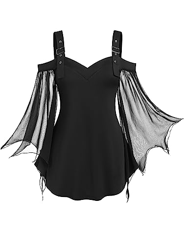 ROSE GAL Rosegal Women Plus Size Gothic Top Buckle Straps