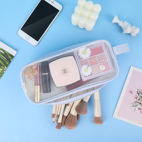 Image of iSuperb Large Capacity Pencil Case Grid Mesh Pencil Pouch Handheld Pen Bag for Teen Boys Girls School Students College