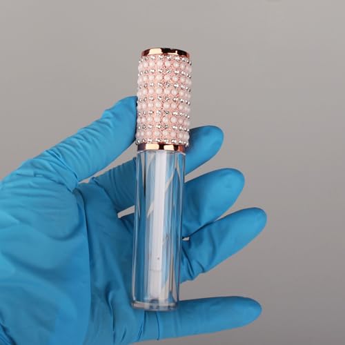 COSIDEA 15 szt. okrągłych pustych tubek błyszczyka 5 ml 4,8 g z różdżką i diamentową nasadką pojemniki na błyszczyk do u