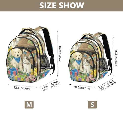 Emelivor Golden Puppy Cat Kids Backpack Toddler School Backpack Book Bag Backpacks Schoolbag for Boys,S4