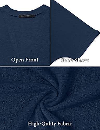Image of MEROKEETY Women's 2026 Summer Lightweight Kimono Cardigan Short Sleeve Open Front Casual Loose Trendy Beach Cover Ups
