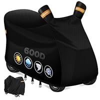 MaxAwe 142x66x119cm Elektromobil Abdeckung, 600D Oxford PU Beschichtung Wasserdichte Abdeckplane Rollerabdeckung, Behinderung Scooter Schutzhülle mit Gummiband Reflektierenden Streifen