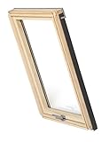 Dachfenster Balio Schwingfenster mit Eindeckrahmen und Rollo (Verdunkelungsrollo) 78x134 cm auch kompatibel zum Austauch alter Velux Dachfenster 78x140cm
