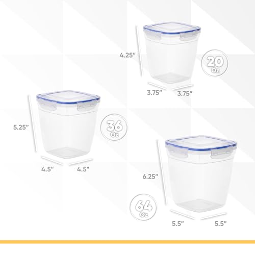 Image of Superio Plastic Food Storage Container Set, BPA Free, Sealed Containers with Airtight Lids for Pnatry, Cupboard, and Fridge- Microwave and Dishwasher Safe (10) (3-Pack)