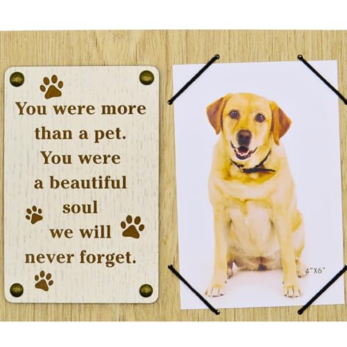 UNIDECO Memorial Gifts for Dogs, Gift for Someone who Lost a Dog, Pet Memorial Keepsakes for Dogs, Dog Remembrance Picture Frame, Loss of a Pet Sympathy Gift, 4 x 6 Wooden Picture Frame