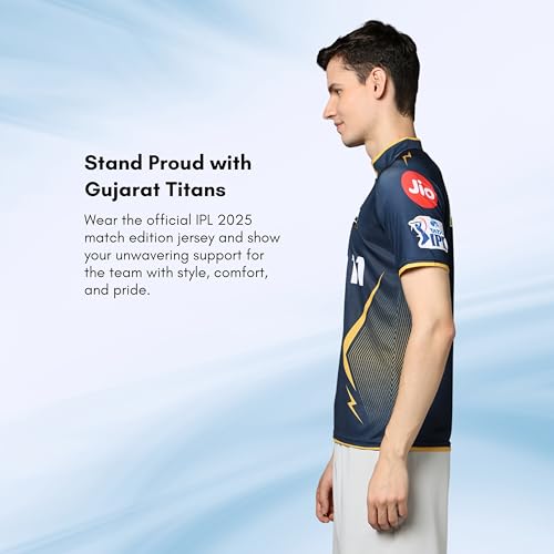 Image of playR Men Gujarat Titans Official Match Edition Jersey IPL 2025 Adult Half Sleeve