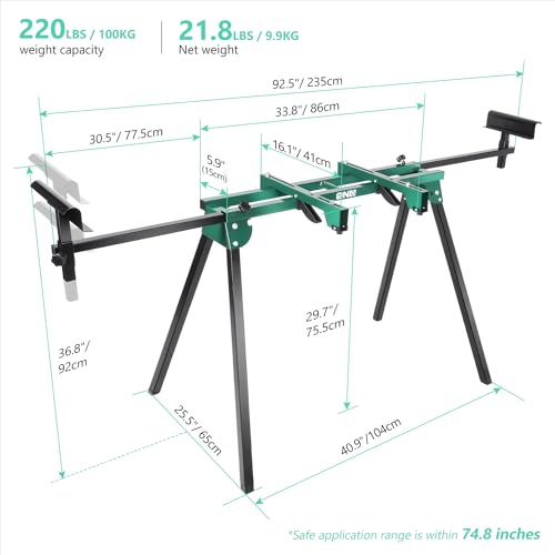 image for DNA MOTORING Miter Saw Stand Quick Attach Tool Compact & Folding, 220L