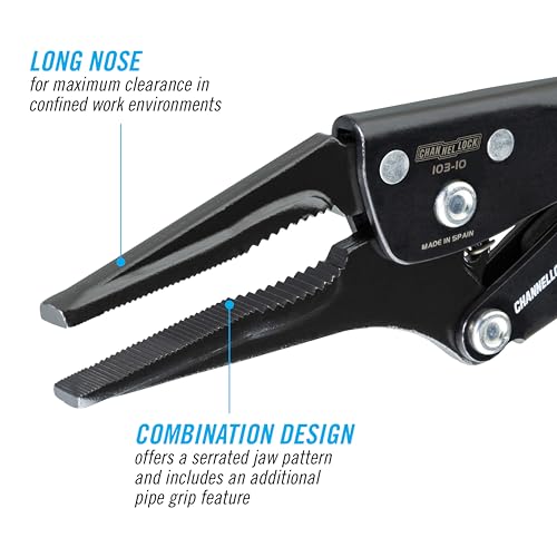 Channellock Combination Long Nose Locking Pliers 103-10 - Epoxy Resin Coating, Forged Steel - 10 In by Channellock - Image 3