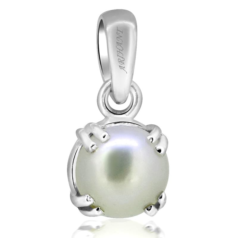 Arihant Gems and Jewels® Freshwater Pearl (Moti) Pendant | Sterling Silver (925 Silver) | for Positive Energy and Prosperity | Unisex Astrological Jewelry (3.25 to 13.25 Ratti)-image-25