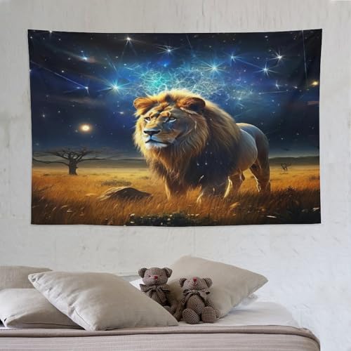 Tapisserie murale lion pour relooker rapidement un mur de chambre vide