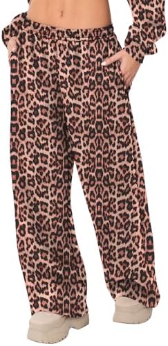 Kistore Jogginghose Damen Weites Bein Sporthose Lang mit Tasche XS-XL | Baggy Jogginghose Damen,Freizeithose Damen,Low Waist,Elastischer Bund,Zugband,Seitentaschen