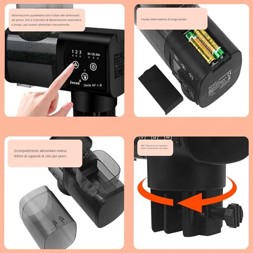 Automatic Fish Feeder, Smart Automatics Aquarium, Foods Dispenser, Easy Programmable Feeding Supplies for Daily Use, Pond, Home, Travels, Beginners, Men, Women, Weekend, 6.3x2.76x4.02 Inches - immagine 4