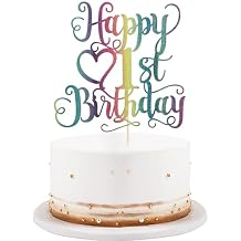 Color Flash Happy 1st Birthday Cake Topper Boys and girls Happy birthday Cake Topper Childrens party cake decorations Hello 1st cake topper Happy 1st birthday party decorations