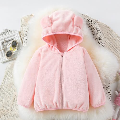 Fleece Hooded Jacket for Girls Zip Up Lightweight 𝗧𝗲ddy 𝗕ear Coat Thick Warm Windproof Outwear with Pocket2