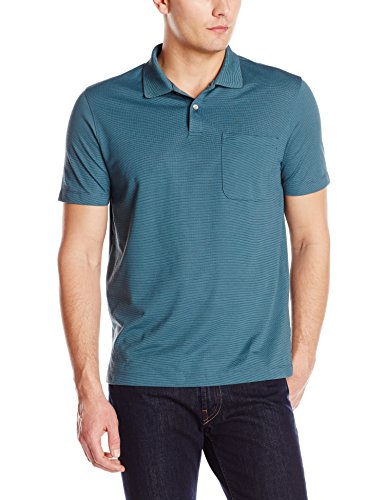Van Heusen Men's Short Sleeve Feeder Stripe Polo with Chest Pocket