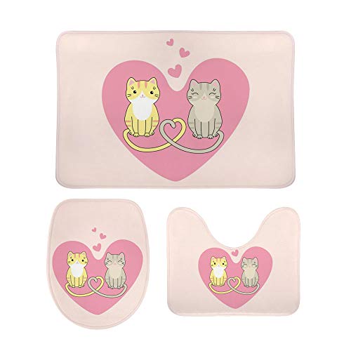 Tapis de bain lavable en machine ensemble 3pcs pour douche et WC