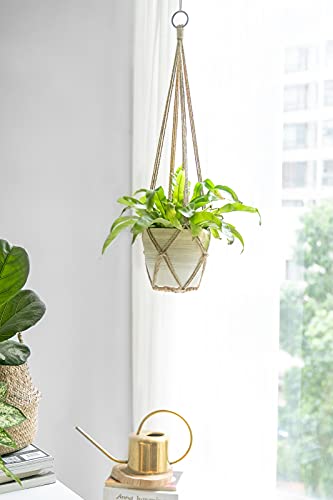 Dahey Macrame Plant Hanger Set Of 3 With Hooks Indoor Hanging Planter Basket 35"/29"/23" Handmade Woven Cotton Rope Flower Pot Crochet Plant Holder Stand For Boho Home Decor No Tassels,Brown #TOP2