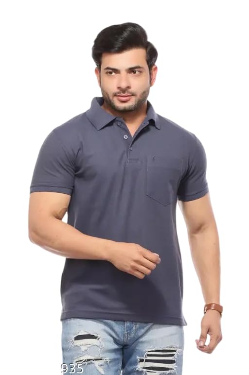 Men's Cotton Blend Half Sleeve Solid Regular Fit Solid Comfortable Stylish Polo Tshirt_12-picture-42