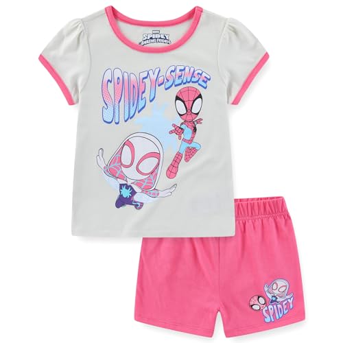 Image of Marvel Spider-Gwen Spider-Man Girls Short Sleeve T-Shirt and Shorts Set for Toddler to Big Kids
