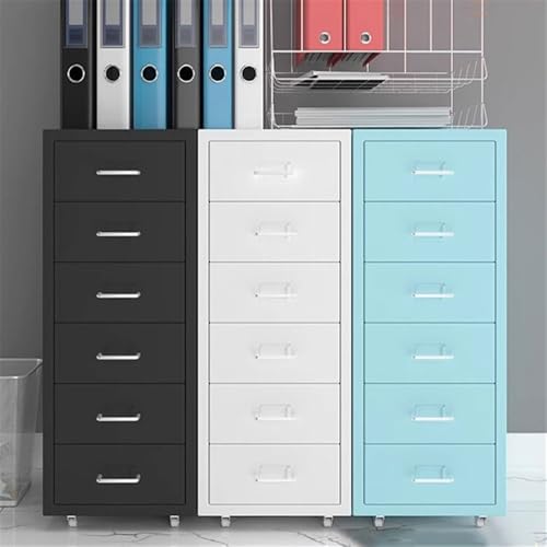 Commode à tiroirs noire en acier et armoire d'organisation bureau