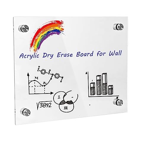 iCAGY Clear Acrylic Dry Erase Board for Wall - Wall-Mounted Whiteboard for Office Home and Kids - Sleek Design, Easy Installation, Rounded Corner, 18" x 24", Clear Cover