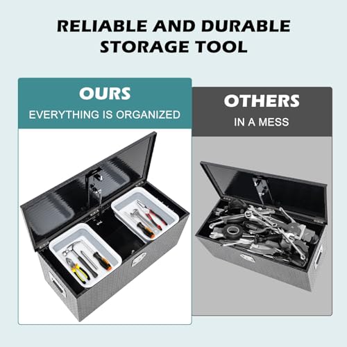 King Chao Foo 36 Inch Heavy Duty Aluminum Truck Bed Tool Box,Diamond Plate Toolbox With Sliding Shelf And Lock Keys,Storage Organizer,Chest Box For Pick Up Truck Rv Trailer thumb #1