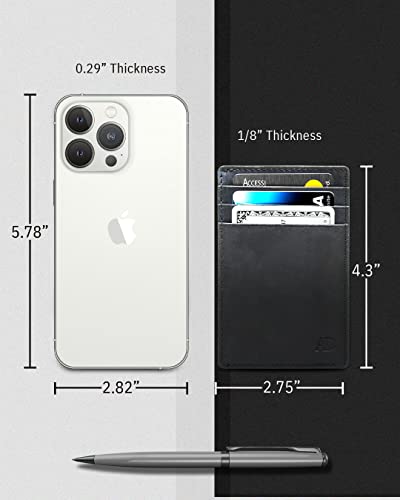 Image of Access Denied Slim Minimalist Wallets For Men & Women - Leather Front Pocket Thin Mens Wallet RFID Credit Card Holder Gifts For Men