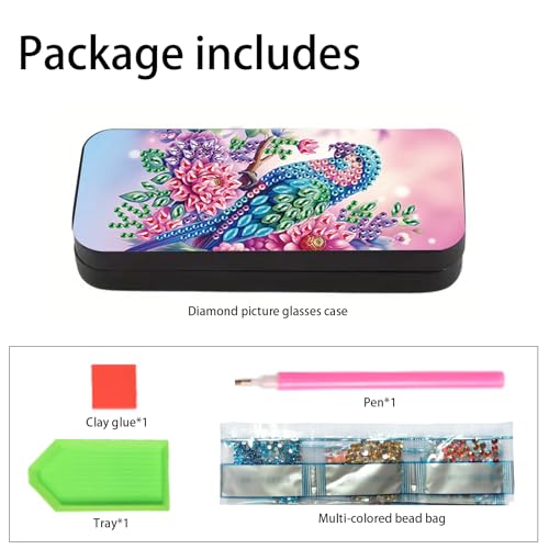 Image of 5D DIY Diamond Painting Glasses Case for Adults, Vibrant Parrot Diamond Art Eyeglass Holder, Handmade Diamond Art Sunglass Storage Box, Art Craft Gift for Adults, Travel Eyewear Case