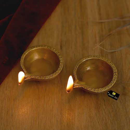 Image of Brass Classic Oval Pooja Diya, Kuber Deepak Oil Lamp, Pack of 2