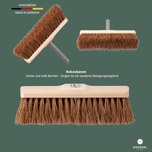 Kokosbesen mit Stiel, Kehrbesen Kokos mit Teleskopstiel Set, Saalbesen, Zimmerbesen, Straßenbesen mit Kokosborsten, Naturfaser – Bild 4