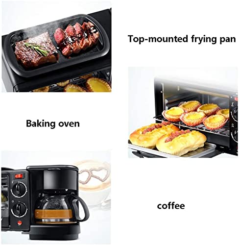 3-in-1 mini-oven, multifunctioneel ontbijtmachine met koffiezetapparaat, bakoven worstjes bakken toaststoffen minioven 9 l - Afbeelding 7