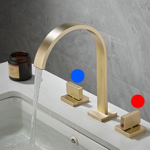 Robinet de lavabo 3 trous anti-éclaboussures avec mitigeur eau chaude et froide