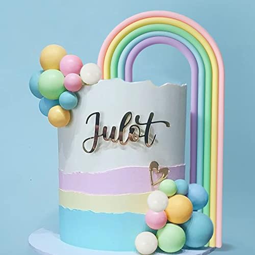 Rainbow Cake Toppers Colorful Balls Cake Decorations for Wedding Baby Shower Girls Boys Birthday Party Supplies (Macaron)
