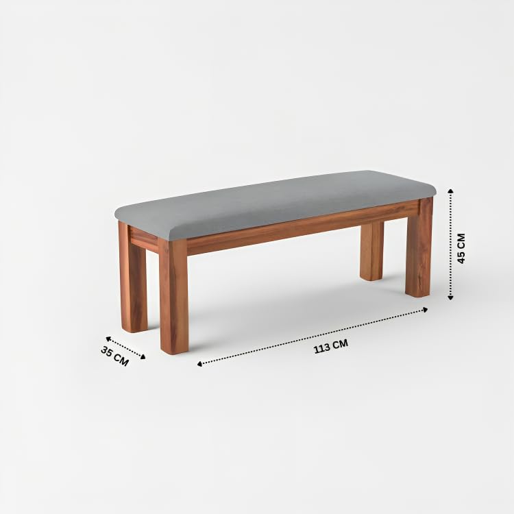 Image of Solid Wood Seating Bench for Indoor and Outdoor Uses l Bench for Daining Room, Balcouny, Office, Gym, Garden l Easy DIY l Teak Finish l 44x14.5x17.5 Inch