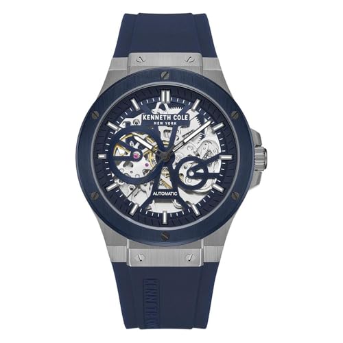 Image of Kenneth Cole Automatic Blue Dial Blue Silicone Strap Watch for Men - KCWGZ0063903MN