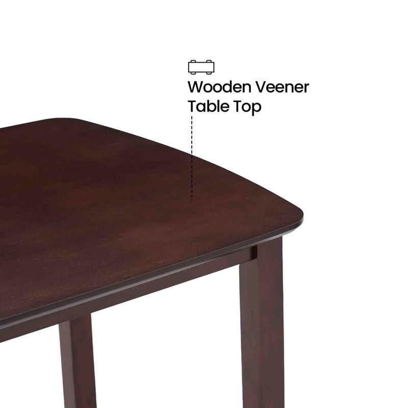 Image of Royaloak Elite Wooden Dining Table 6 Seater Set, Solid Wood Legs, Wooden Veneer Table Top, Leatherette Upholstered Chairs with Comfortable Back Support, Modern Contemporary Design