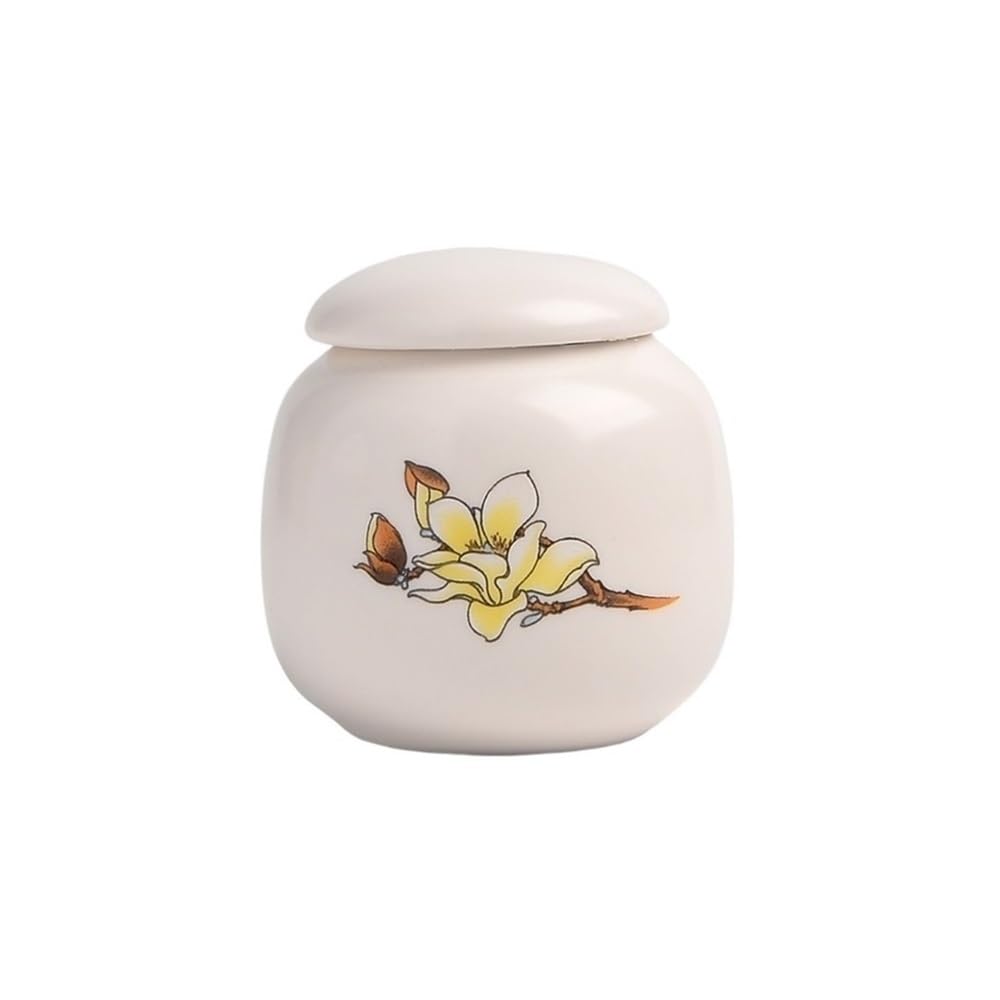 CHENGAIJIAN Tea Canister Ceramic Mini Tea Canister Jar With Airtight Lid For Tea, Coffee, Nuts, Herb, Spice, Sugar(Yellow)