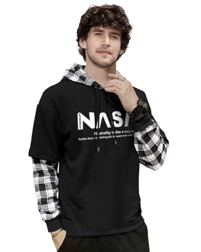 Image of EYEBOGLER Mens Regular Fit Hooded Neck Full Sleeve Tshirt