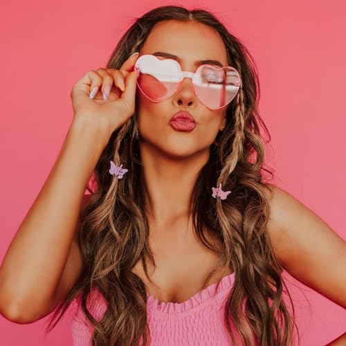 Matcheck 16 Heart Shaped Rimless Sunglasses Transparent Candy Colored Glasses Frameless Party Eyewear for Women2